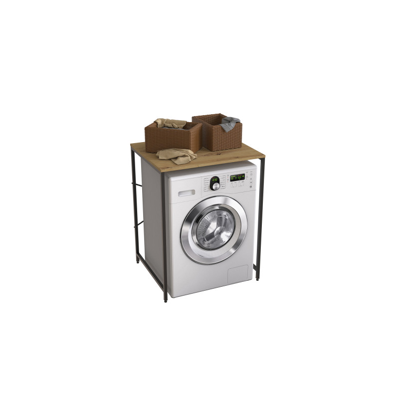 Стелаж-полиця Бафрум 401 Ferrum-decor для пральної машини 90x70,5x60,5 Чорний метал ДСП Дуб Артизан 16 мм (FRD-107356)