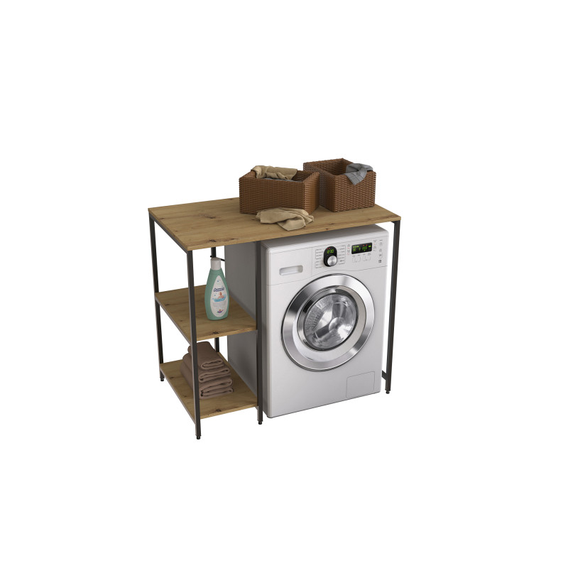 Стелаж-полиця Бафрум 405 Ferrum-decor для пральної машини 90x101x60,5 Чорний метал ДСП Дуб Артизан 16 мм (FRD-107396)