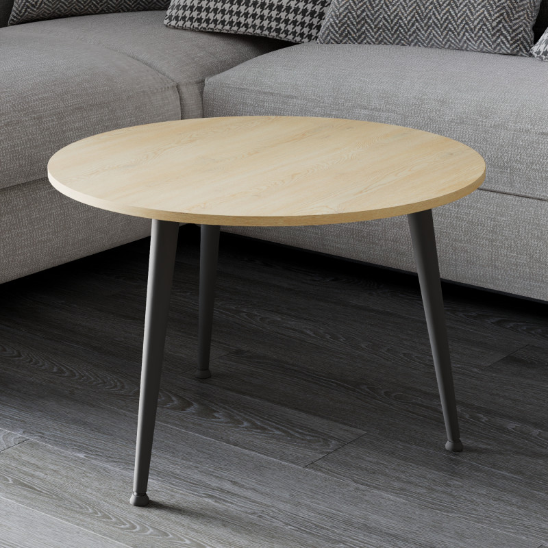 Журнальний круглий стіл OPTIMA 1 ніжки конусні Ferrum-decor 450x670x670 Чорний метал ДСП Дуб Кремона Торро 16 мм (FRD-107536)