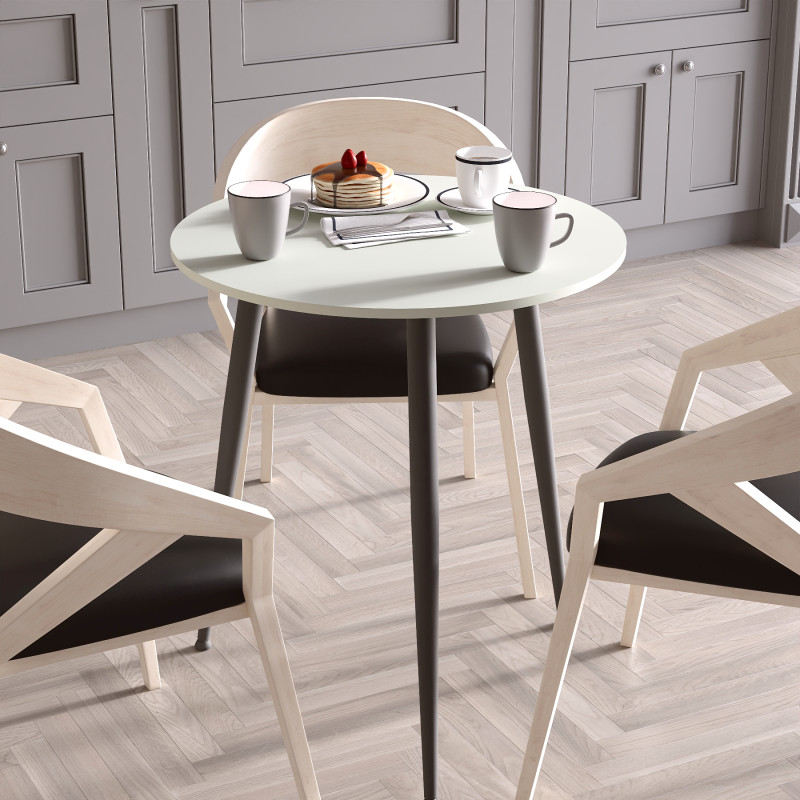 Круглий стіл OPTIMA 3 ніжки конусні Ferrum-decor 750x670x670 Чорний метал ДСП Кашемір 16 мм (FRD-107556)