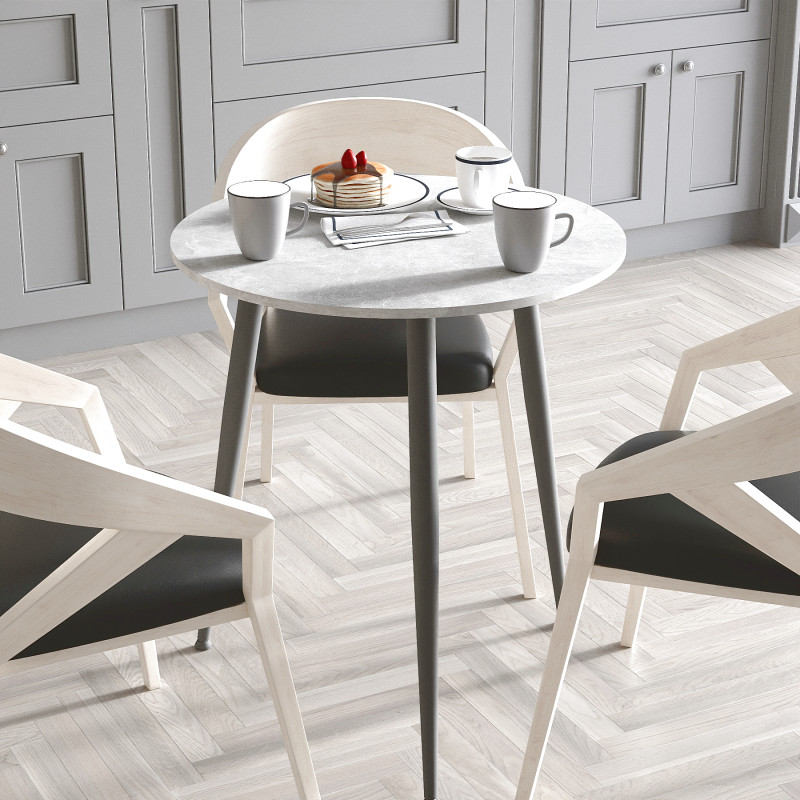 Круглий стіл OPTIMA 3 ніжки конусні Ferrum-decor 750x670x670 Чорний метал ДСП Бетон 16 мм (FRD-107446)