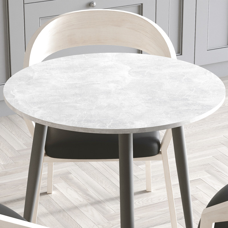 Круглий стіл OPTIMA 3 ніжки конусні Ferrum-decor 750x670x670 Чорний метал ДСП Бетон 16 мм (FRD-107446)
