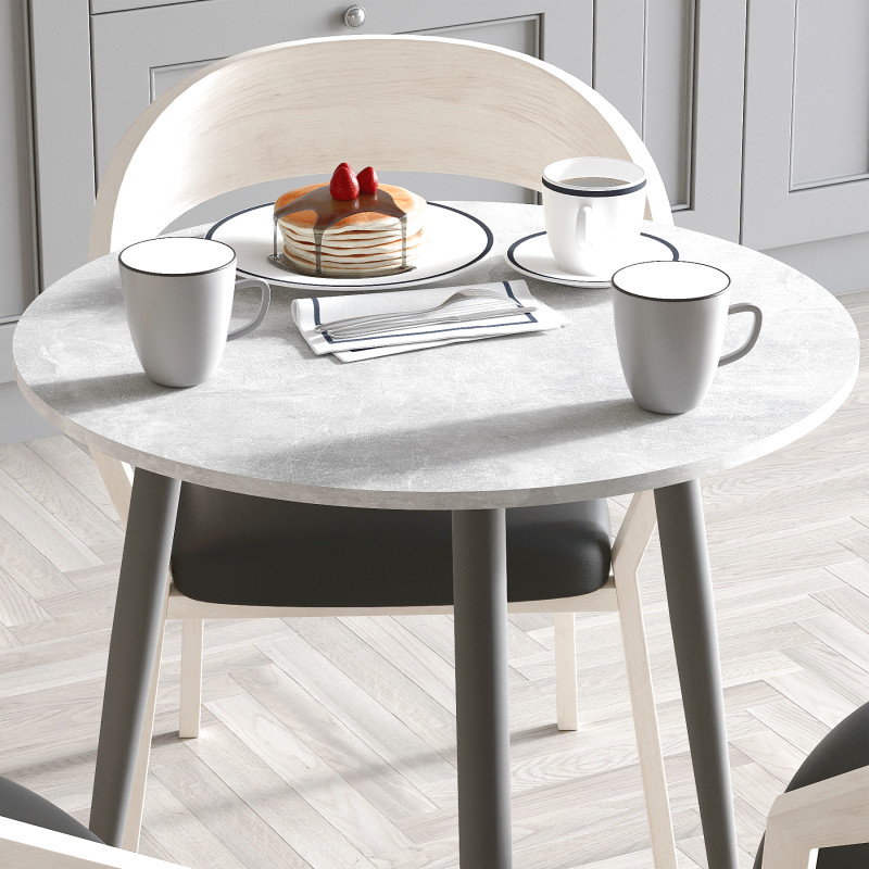 Круглий стіл OPTIMA 3 ніжки конусні Ferrum-decor 750x670x670 Чорний метал ДСП Бетон 16 мм (FRD-107446)