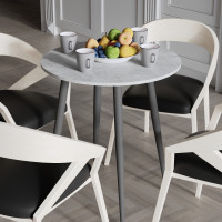 Круглий стіл OPTIMA 4 ніжки конусні Ferrum-decor 750x670x670 Чорний метал ДСП Бетон 16 мм (FRD-107456)