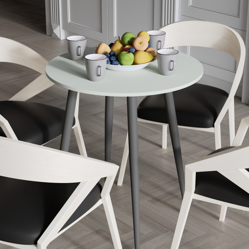 Круглий стіл OPTIMA 4 ніжки конусні Ferrum-decor 750x670x670 Чорний метал ДСП Кашемір 16 мм (FRD-107566)