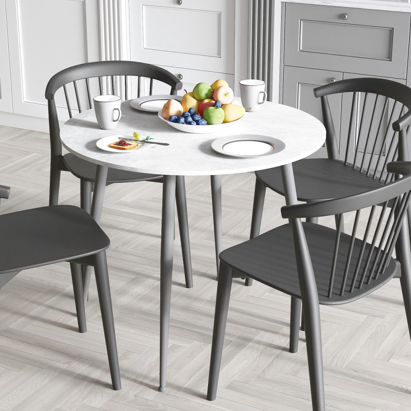 Круглий стіл OPTIMA 5 ніжки конусні Ferrum-decor 750x900x900 Чорний метал ДСП Бетон 16 мм (FRD-107486)
