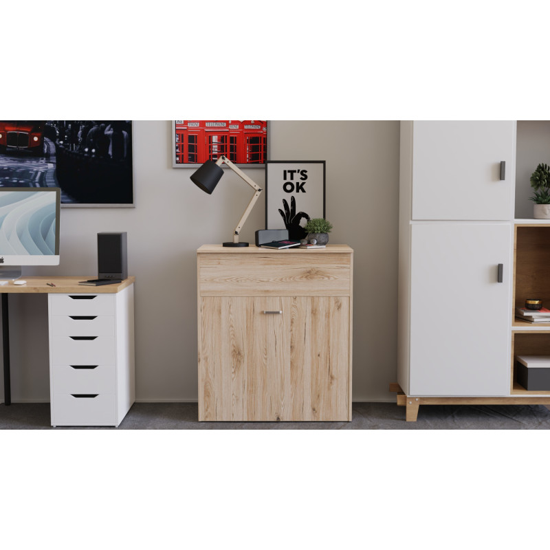 Ліжко трансформер комод ASCET 3 Ferrum-decor 920x2000x700 Чорний метал ДСП Дуб Сан-Марино 16 мм (FRD-107336)