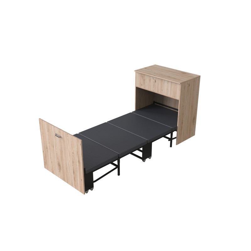 Ліжко трансформер комод ASCET 3 Ferrum-decor 920x2000x700 Чорний метал ДСП Дуб Сан-Марино 16 мм (FRD-107336)