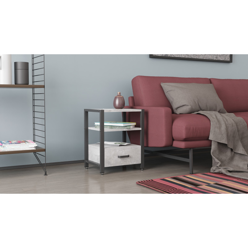 Тумба універсальна Ferrum-decor Вів'єн 1/1 50x41x40 чорний ДСП Бетон 16 мм (FRD-106936)