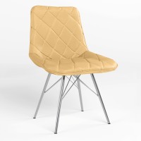 Обеденный стул Новый Стиль NICOLE 4LX CHROME (BOX-1) SQR ECO-01 (Бежевый) (NWS-121657)