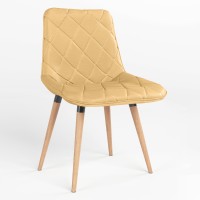 Обеденный стул Новый Стиль NICOLE WOOD BLACK (BOX-1) SQR БУК ECO-01 (Бежевый) (NWS-121967)