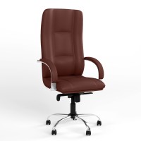 Крісло офісне поворотне Новий Стиль STAR STEEL CHROME (COMFORT) P ECO-28 (Бордовий) (NWS-126733)