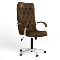 Кресло руководителя поворотное Новый Стиль CUBA STEEL CHROME TILT AL68 ECO-35 (Кофе) (NWS-125495)