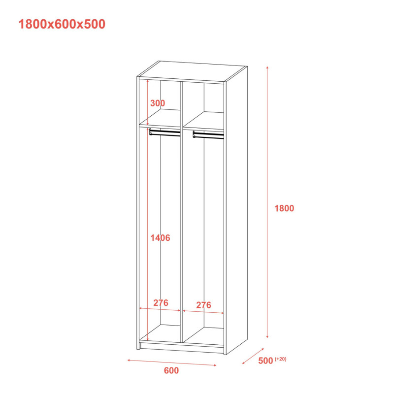 Роздягальня Doros 2-х секційна Графіт 2 ДСП 60х52х180 (DRS-011613)