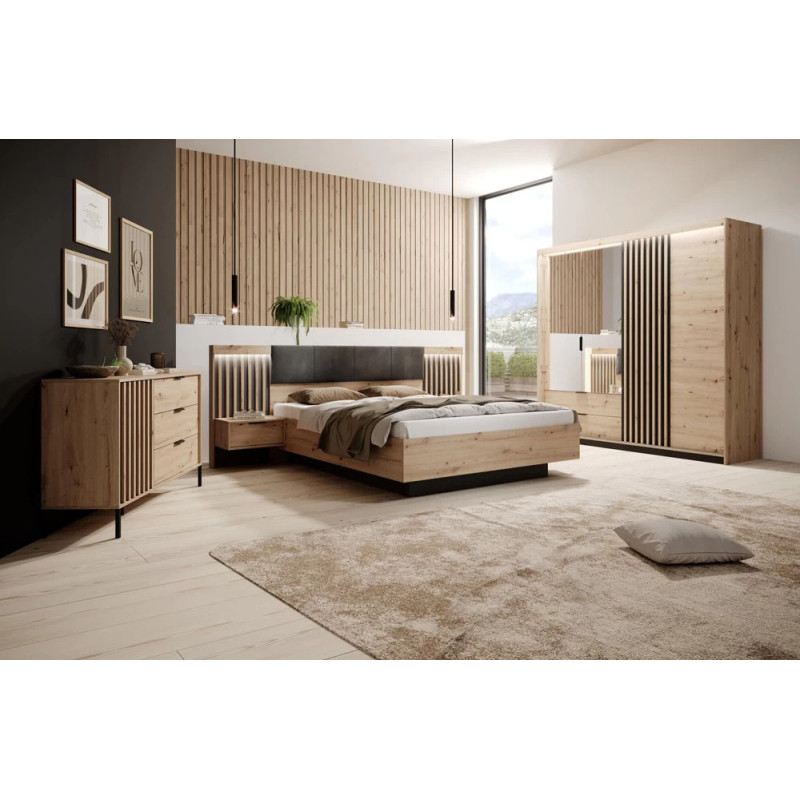 Тумби приліжкові з телескопічними напрямними 2 шт Perfect Home Italy 1S/51 50,4x102x39,6 Дуб артизан/Антрацит (PFH-091098)