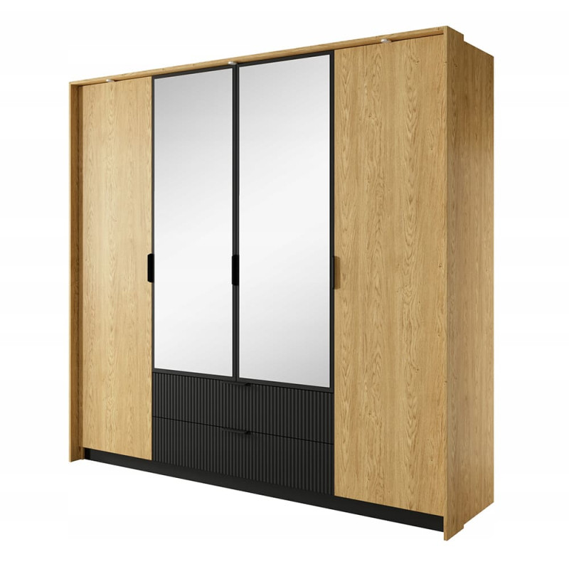 Шафа розпашна чотиридверна Perfect Home Baltic 4D2S/220 223,2x210x59 Дуб балтійський/Чорний (PFH-091376)