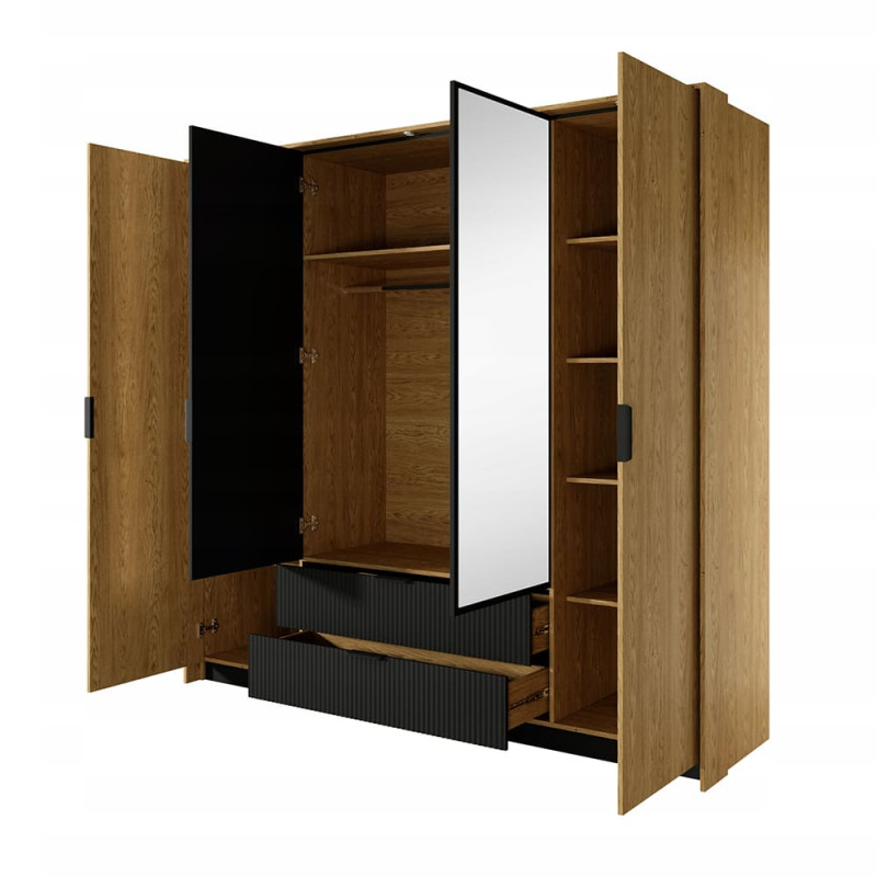 Шафа розпашна чотиридверна Perfect Home Baltic 4D2S/220 223,2x210x59 Дуб балтійський/Чорний (PFH-091376)
