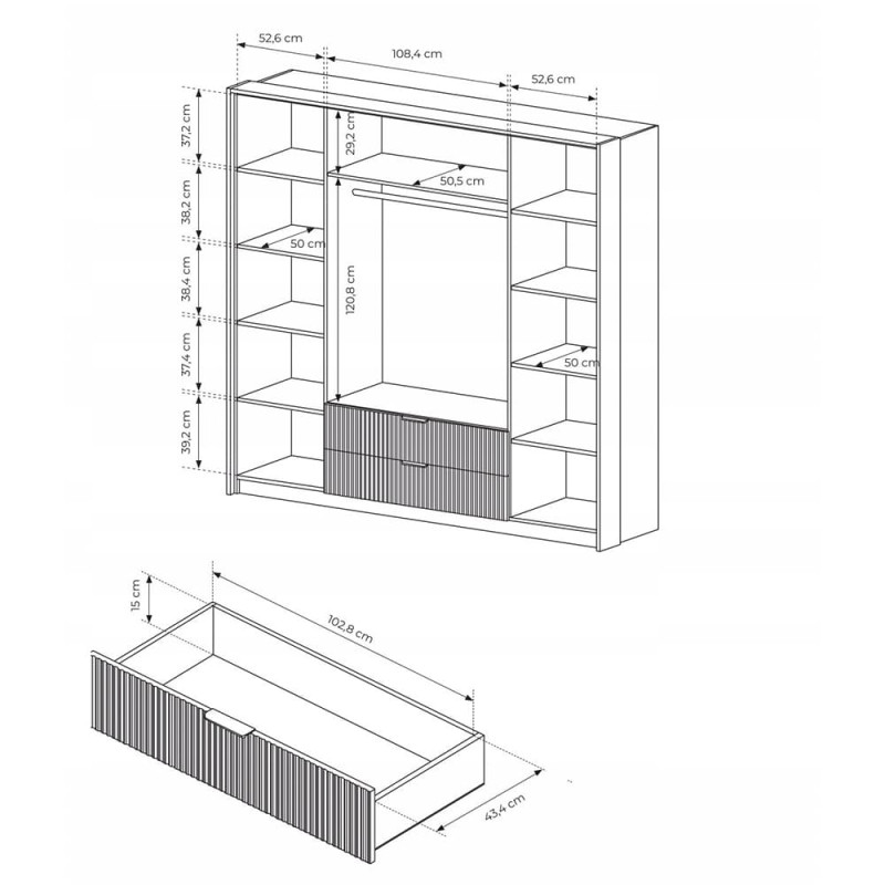 Шафа розпашна чотиридверна Perfect Home Baltic 4D2S/220 223,2x210x59 Дуб балтійський/Чорний (PFH-091376)