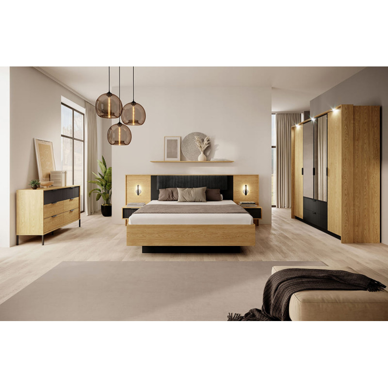 Шафа розпашна чотиридверна Perfect Home Baltic 4D2S/220 223,2x210x59 Дуб балтійський/Чорний (PFH-091376)