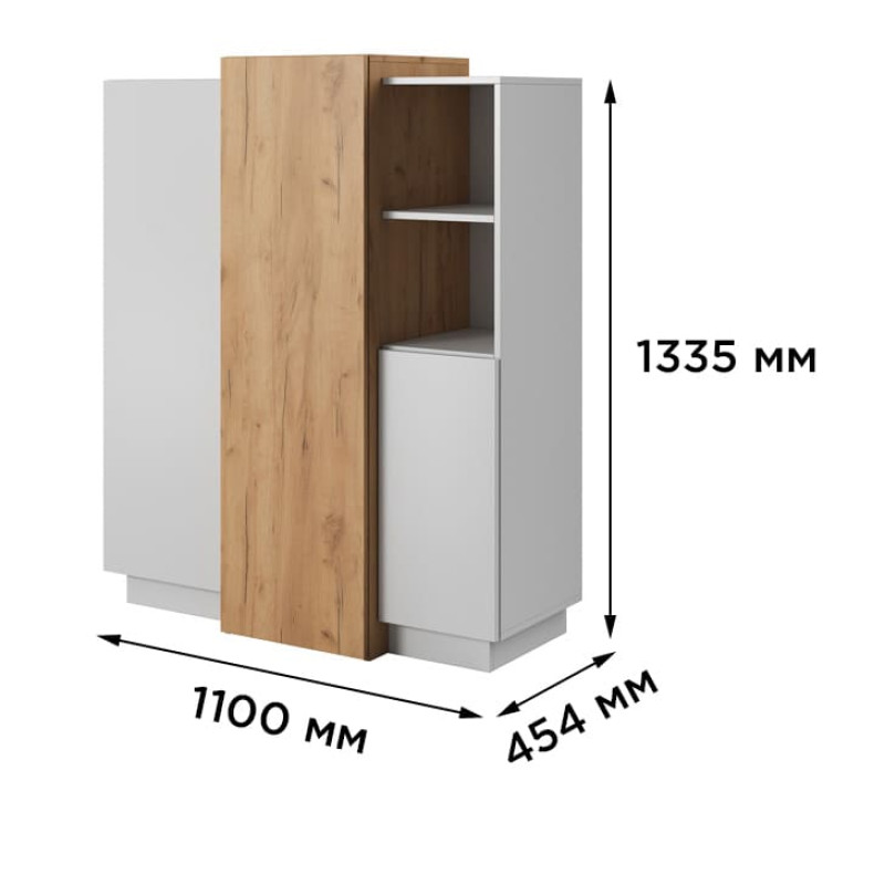 Комод Perfect Home Cube 3D/110 133,5x110x45,4 Білий/Дуб крафт золотий (PFH-091042)