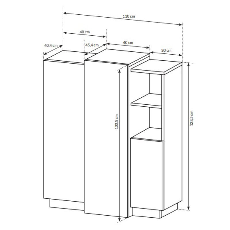 Комод Perfect Home Cube 3D/110 133,5x110x45,4 Білий/Дуб крафт золотий (PFH-091042)