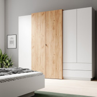 Шафа розпашна чотиридверна Perfect Home Cube 4D2S/230 230x198,8x51,6 Білий/Дуб крафт золотий (PFH-091047)