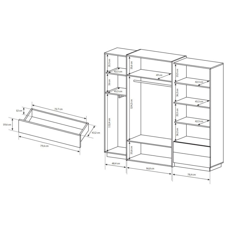 Шафа розпашна чотиридверна Perfect Home Cube 4D2S/230 230x198,8x51,6 Білий/Дуб крафт золотий (PFH-091047)