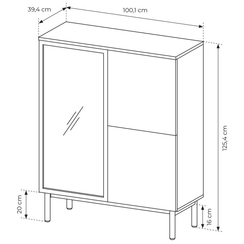Вітрина низька у вітальню Perfect Home Lang 3D1W/100 125,4х100,1х39,4 Чорний/Дуб евок (PFH-091141)