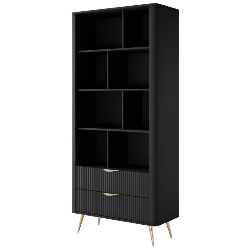 Стелаж Perfect Home Lante 2S 193,8x88,2x38 Чорний (золоті ніжки) (PFH-091189)