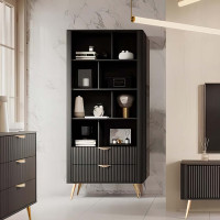 Стелаж Perfect Home Lante 2S 193,8x88,2x38 Чорний (золоті ніжки) (PFH-091189)