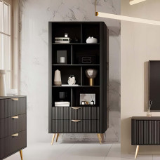 Стелаж Perfect Home Lante 2S 193,8x88,2x38 Чорний (золоті ніжки) (PFH-091189)