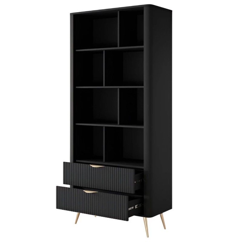 Стелаж Perfect Home Lante 2S 193,8x88,2x38 Чорний (золоті ніжки) (PFH-091189)