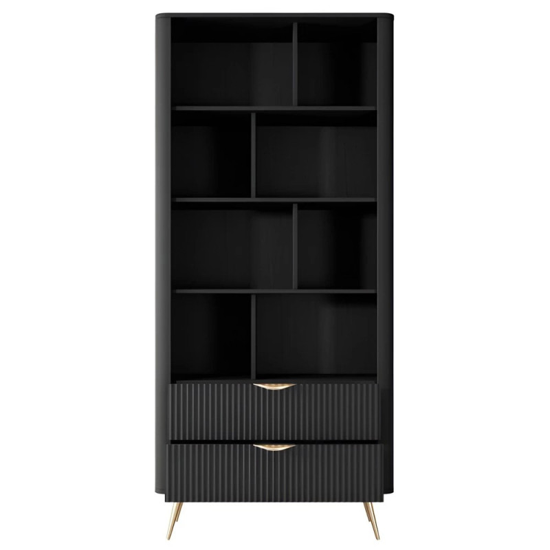 Стелаж Perfect Home Lante 2S 193,8x88,2x38 Чорний (золоті ніжки) (PFH-091189)