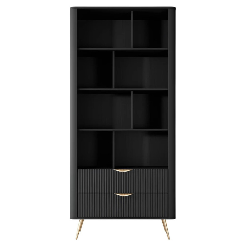 Стелаж Perfect Home Lante 2S 193,8x88,2x38 Чорний (золоті ніжки) (PFH-091189)