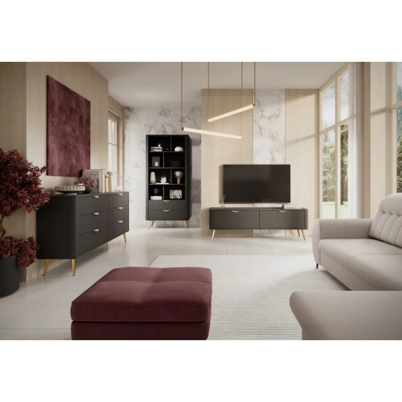 Стелаж Perfect Home Lante 2S 193,8x88,2x38 Чорний (золоті ніжки) (PFH-091189)