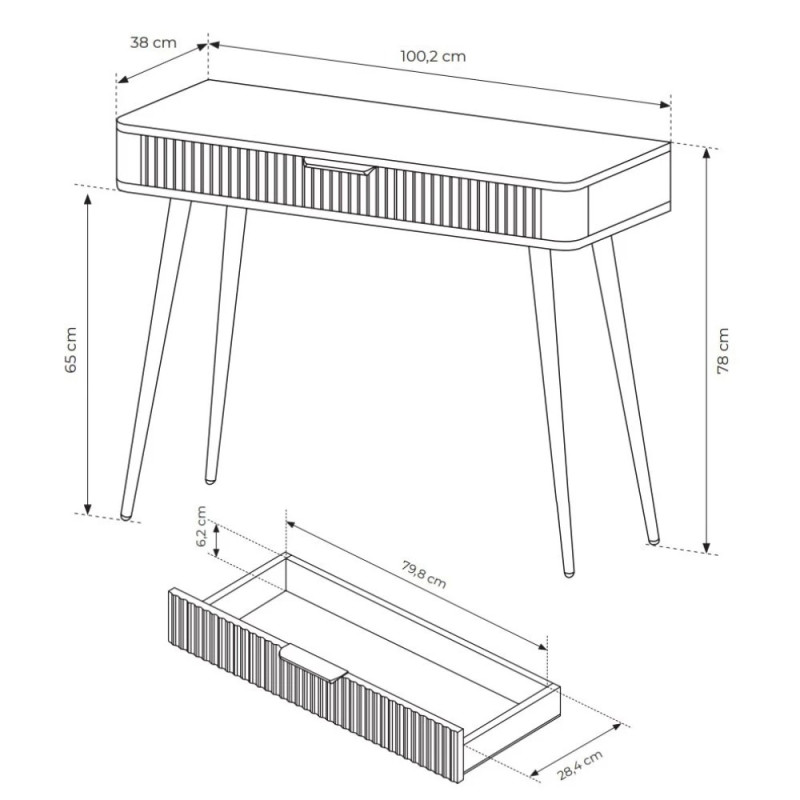 Туалетний столик Perfect Home Lante 1S/100 100,2x78x38 см Чорний (чорні ніжки) (PFH-091188)