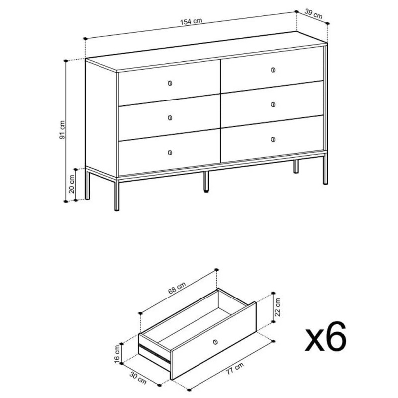 Комод Perfect Home Mono MKS154 6S 154x91x39 Беж пісочний (золоті ніжки) (PFH-091209)