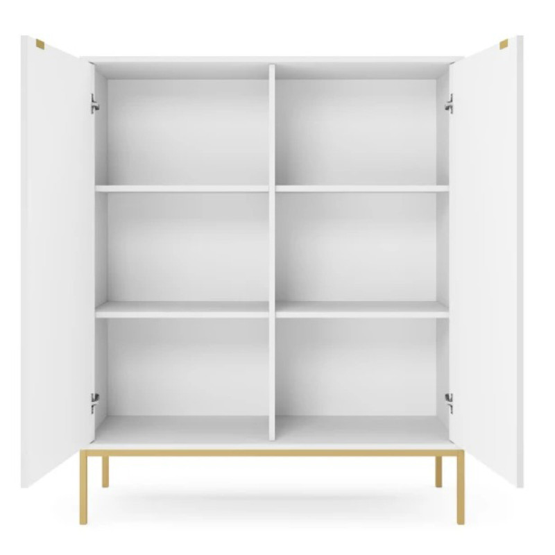 Комод високий Perfect Home Nova K104 2D 104x125x39 Білий (золоті ніжки) (PFH-091233)