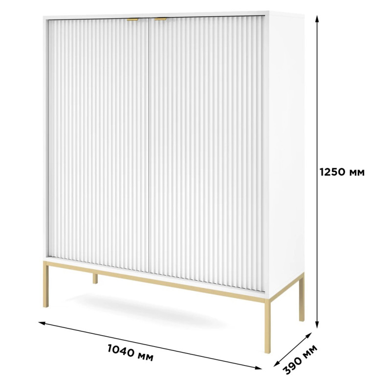 Комод високий Perfect Home Nova K104 2D 104x125x39 Білий (золоті ніжки) (PFH-091233)