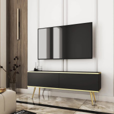 Тумба під телевізор Perfect Home Oro RTV135 2D 135х53х32 Чорний (золоті ніжки) (PFH-091317)