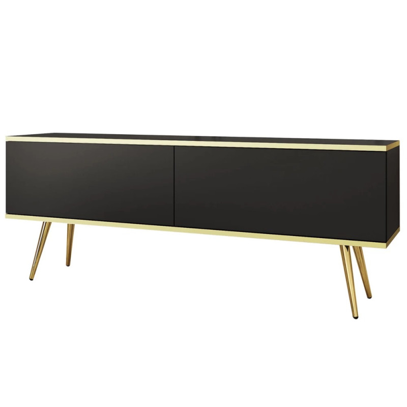 Тумба під телевізор Perfect Home Oro RTV135 2D 135х53х32 Чорний (золоті ніжки) (PFH-091317)