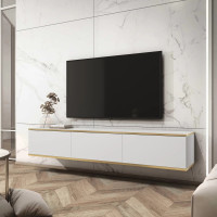 Тумба під телевізор навісна Perfect Home Oro RTV175 MDF 3D 175х30х32 Білий (PFH-091364)