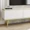 Тумба під телевізор Perfect Home Oro RTV175 MDF 3D 175х53х32 Білий (золоті ніжки) (PFH-091341)