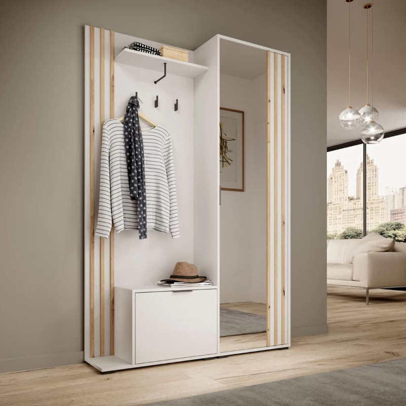 Передпокій Perfect Home Nelly 131x192x40 Білий/Дуб артизан (PFH-091303)