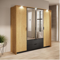 Шафа розпашна чотиридверна Perfect Home Baltic 4D2S/220 223,2x210x59 Дуб балтійський/Чорний (PFH-091376)