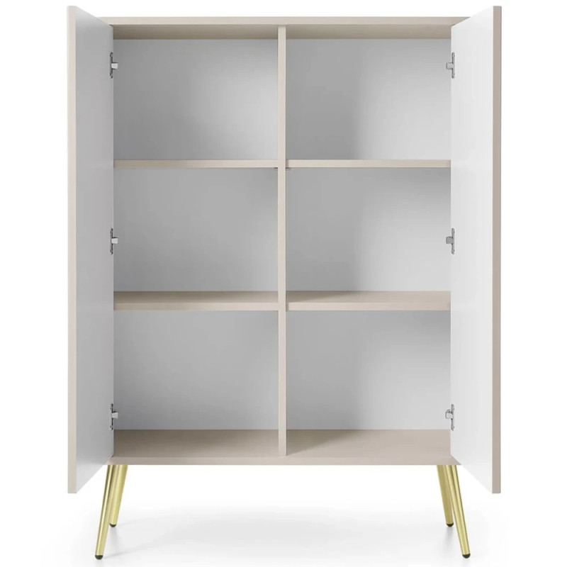 Комод високий Perfect Home Zova K103 2D 103x129x39 Кашемір (золоті ніжки) (PFH-091284)
