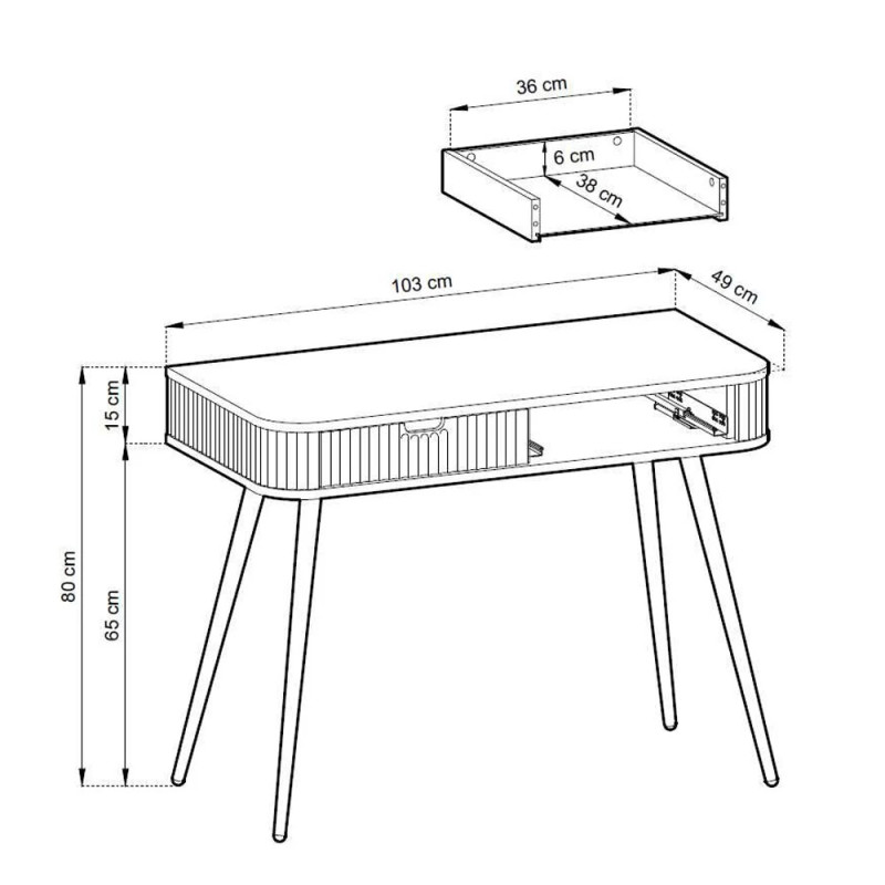 Туалетний столик з телескопічними напрямними Perfect Home Zova T103 103x80x49 см Кашемір (чорні ніжки) (PFH-091300)