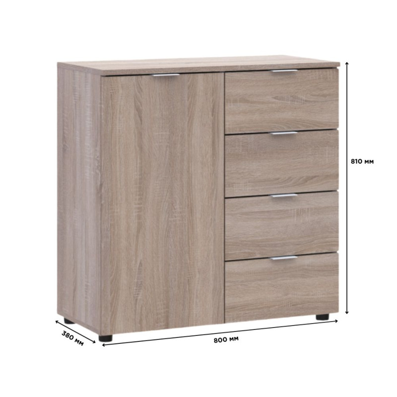 Комод Doros Рон 1 1 фасад 4 шухляди Дуб сонома 80х38х81 (41516294) (DRS-012176)