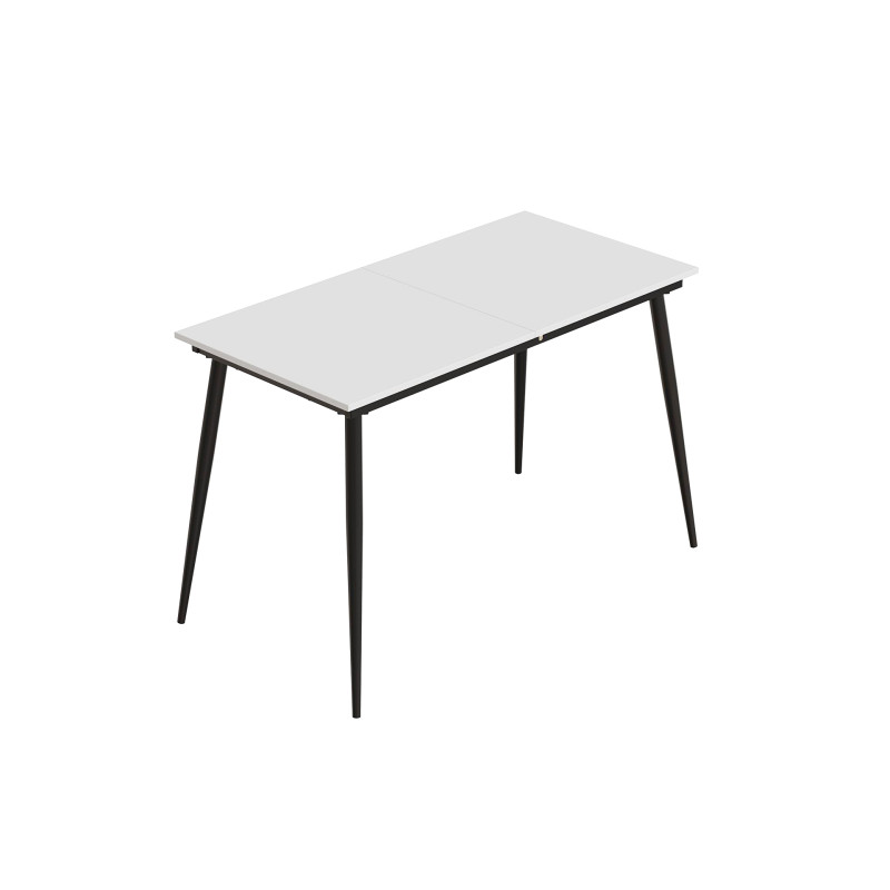 Стол кухонный раскладной Данди на конусных ногах Ferrum-decor 75x120 160)x70 Черный металл ДСП Белый 16 мм (FRD-106783)