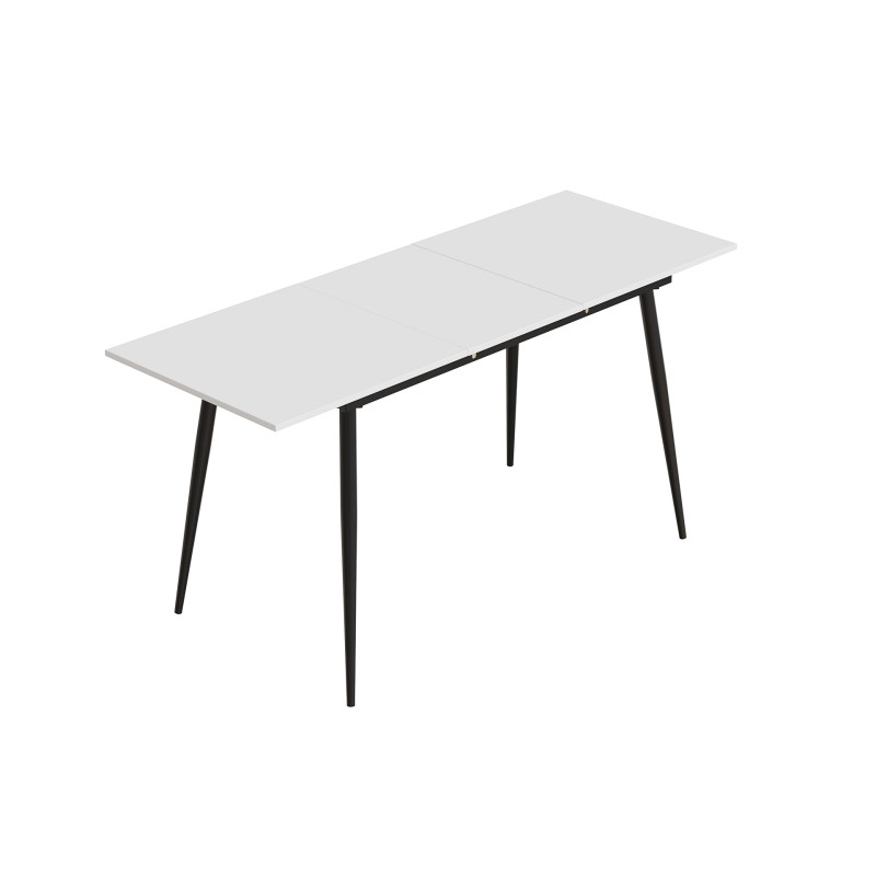 Стол кухонный раскладной Данди на конусных ногах Ferrum-decor 75x120 160)x70 Черный металл ДСП Белый 16 мм (FRD-106783)